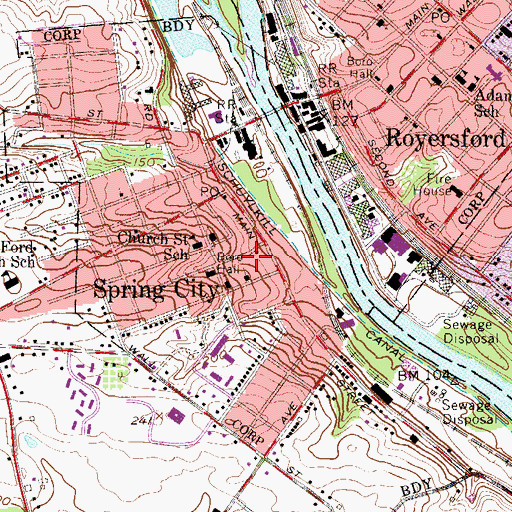 Topographic Map of Spring Mill Station 45 Fire Station, PA