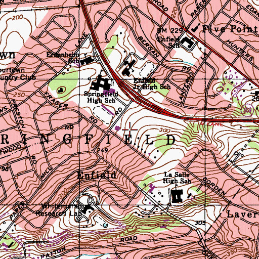 Topographic Map of Springfield Ambulance, PA