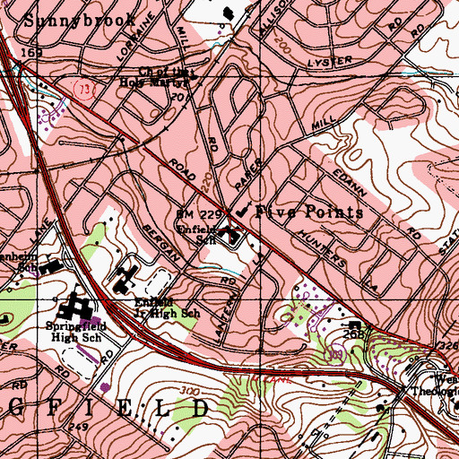Topographic Map of Springfield Township Elementary School-Enfield, PA