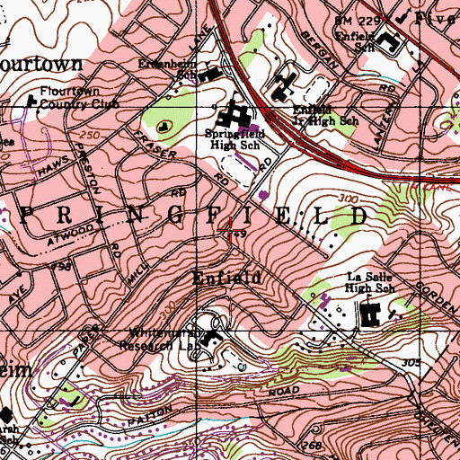 Topographic Map of Springfield Township Police Station, PA