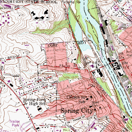 Topographic Map of Springford Rescue Center, PA
