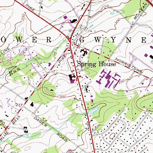 Topographic Map of Spring House Post Office, PA