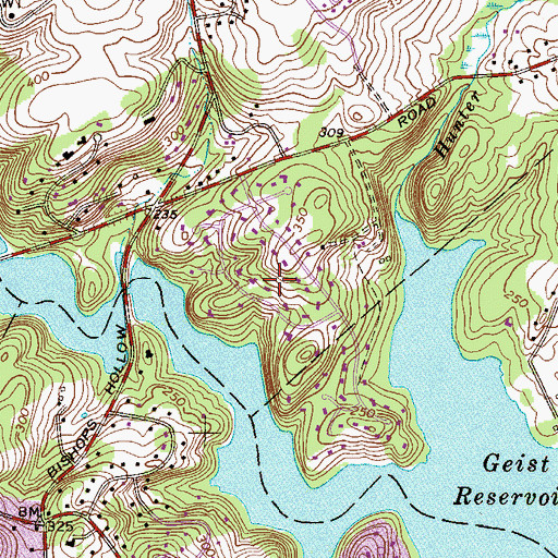 Topographic Map of Springton Pointe, PA