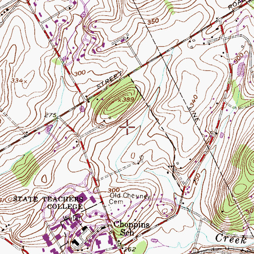 Topographic Map of Squire Cheyney Farm Park, PA