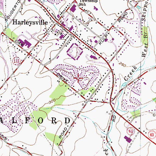 Topographic Map of Stormfield, PA