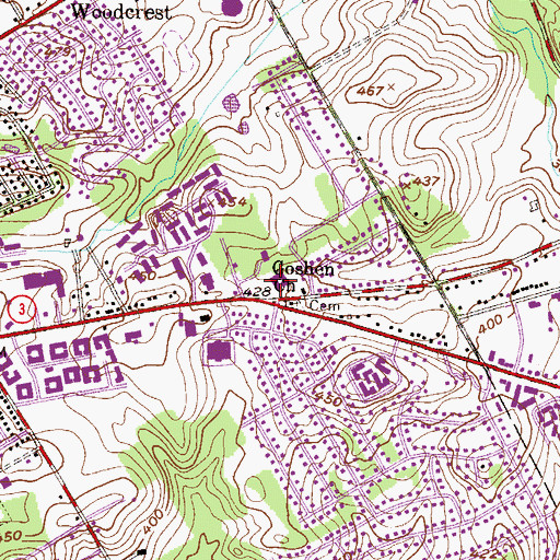 Topographic Map of Strasburg Court, PA