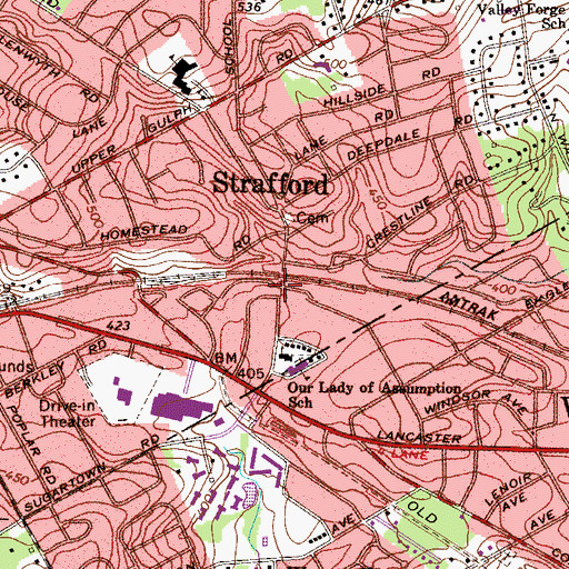 Topographic Map of Stratfford Station, PA