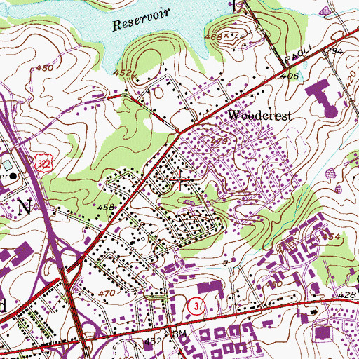 Topographic Map of Suburban Village, PA