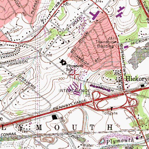 Topographic Map of Sussex Square, PA