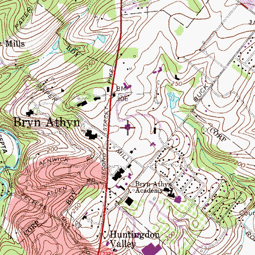 Topographic Map of Swedenburg Library, PA