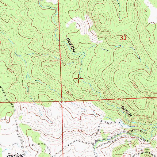 Topographic Map of South Gulch Ditch, CA