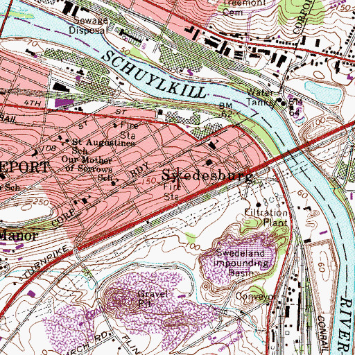 Topographic Map of Swedesburg Fire Company Station 49, PA