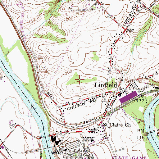 Topographic Map of Sycamore Ridge Golf Course, PA