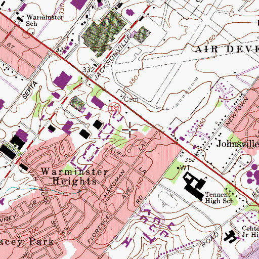 Topographic Map of Syzmanek Park, PA