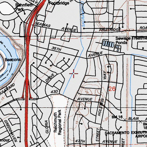 Topographic Map of South Hills Shopping Center, CA