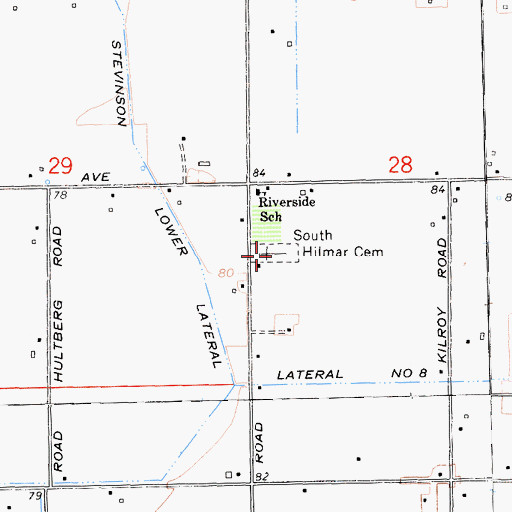 Topographic Map of South Hilmar Cemetery, CA