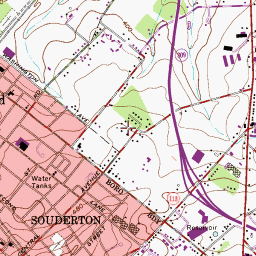 Topographic Map of Telford Chase, PA