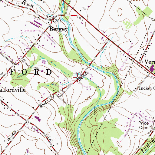 Topographic Map of Telford Diving and Rescue Station 64, PA