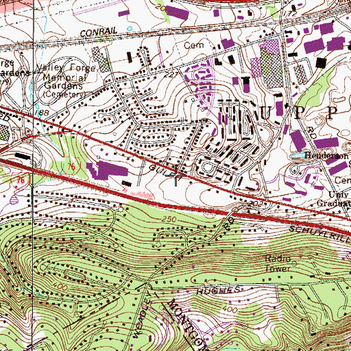 Topographic Map of Temple Beth Achim, PA