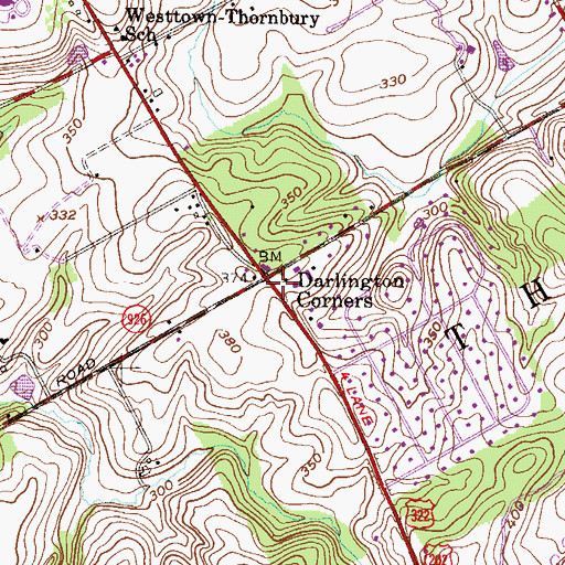 Topographic Map of The Commons of Thornbury Shopping Center, PA