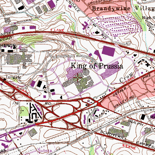 Topographic Map of The Court at King of Prussia Shopping Center, PA