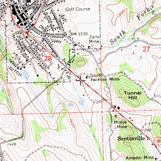 Topographic Map of South Jackson Mine, CA