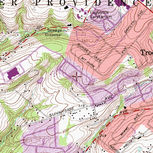 Topographic Map of The Estates of Audubon North, PA