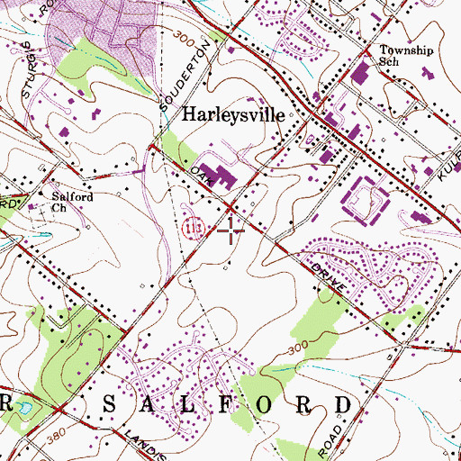 Topographic Map of The Heathers, PA