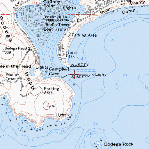 Topographic Map of South Jetty, CA