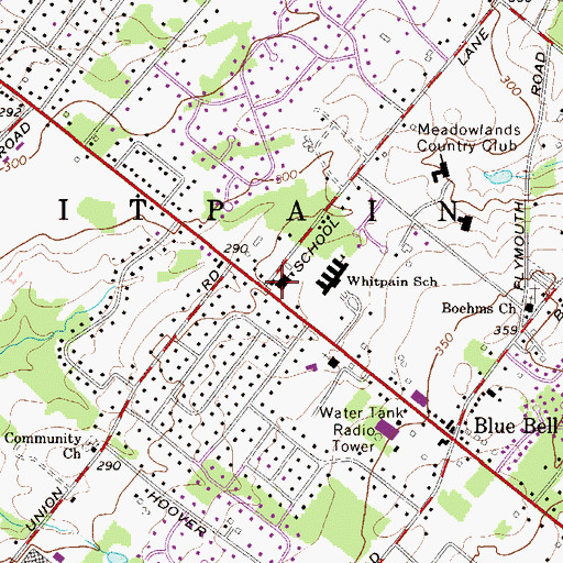 Topographic Map of Wissahickon Valley Library, PA