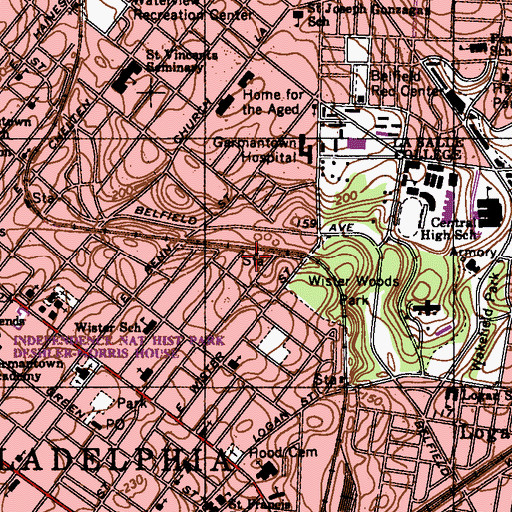 Topographic Map of Wister Station, PA