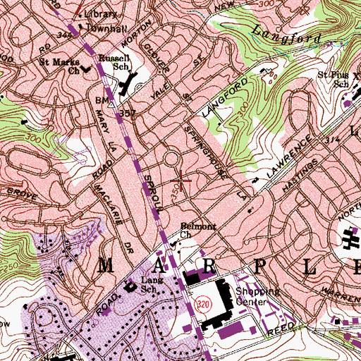 Topographic Map of Woods at Langford, PA