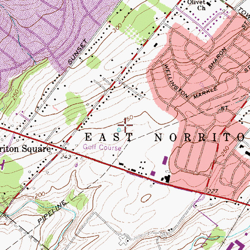 Topographic Map of Woods Golf Center, PA