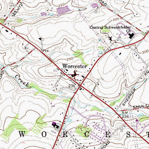 Topographic Map of Worcester Elementary School, PA