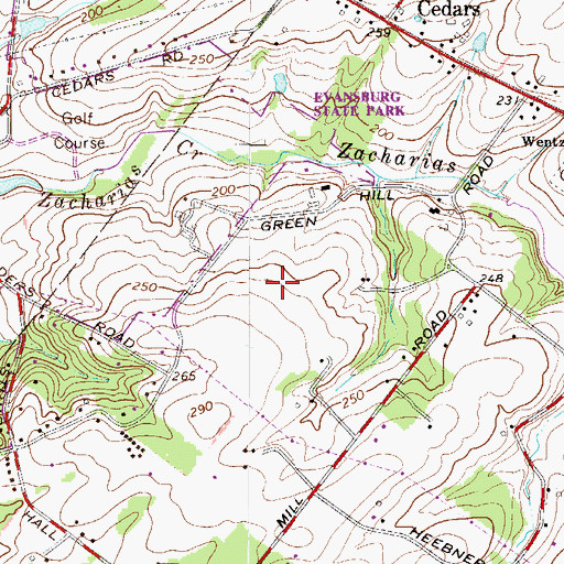 Topographic Map of Worcester Golf Course, PA