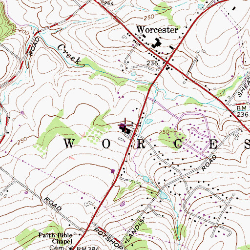 Topographic Map of Worcester Township Police Station, PA
