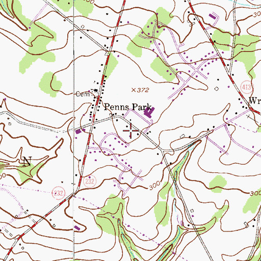 Topographic Map of Wrightstown Township Police Station, PA