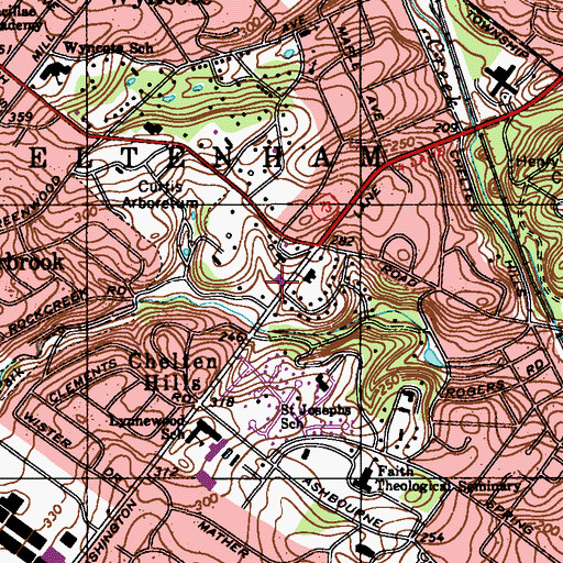 Topographic Map of Wyncote Academy, PA