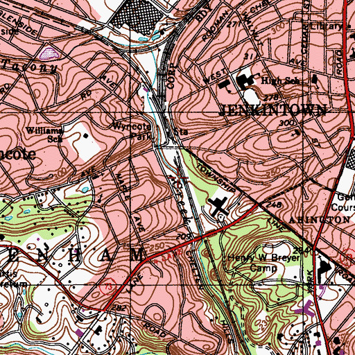 Topographic Map of Wyncote Post Office, PA