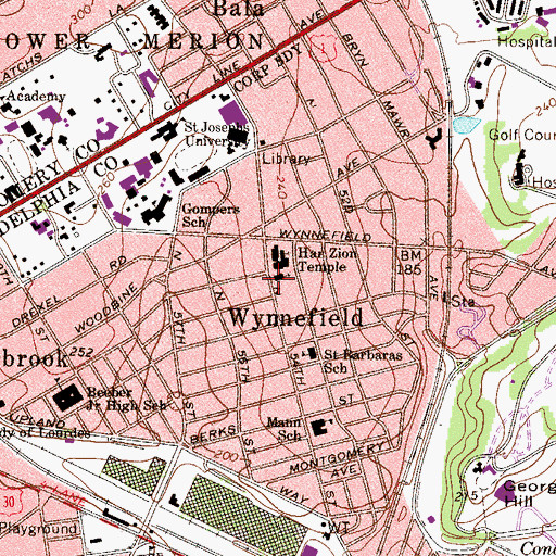 Topographic Map of Wynnefield United Presbyterian Church, PA