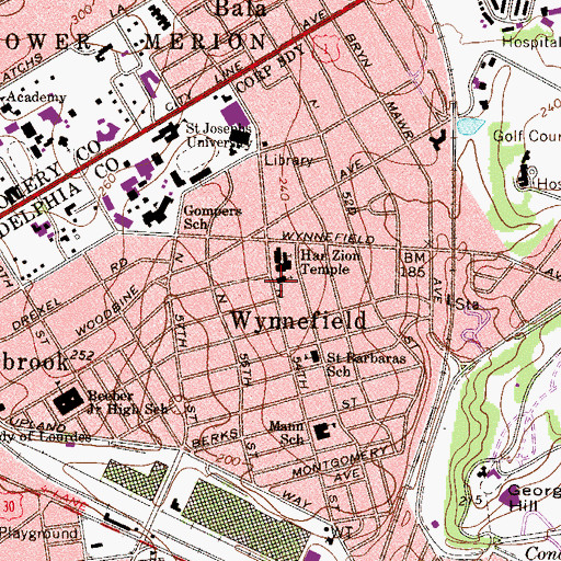 Topographic Map of Wynnefield United Presbyterian Church, PA