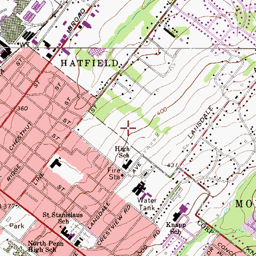 Topographic Map of Wynwood Estates, PA