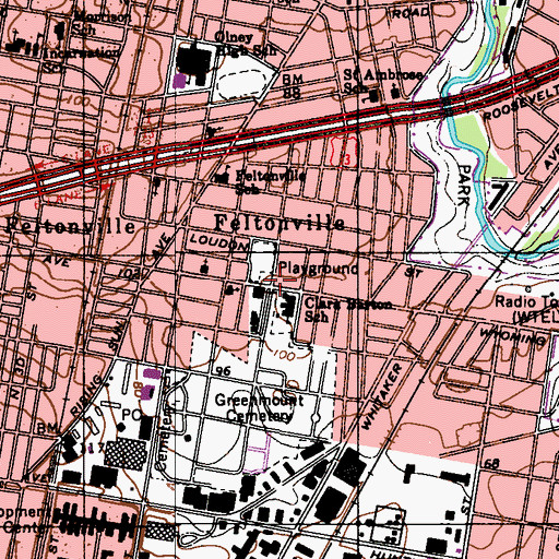 Topographic Map of Wyoming Branch Library Free Library of Philadelphia, PA
