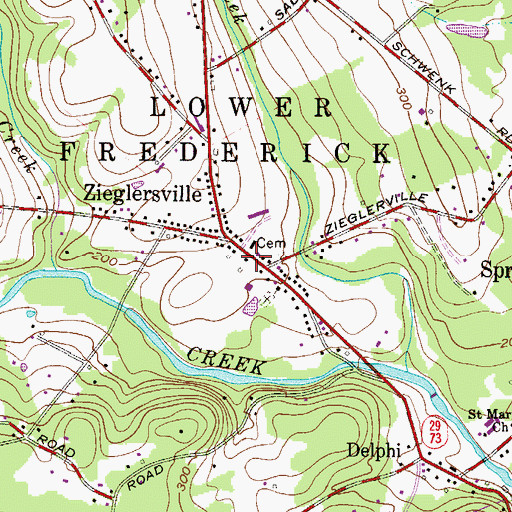 Topographic Map of Zieglerville Post Office, PA