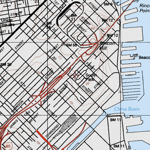 Topographic Map of South Park, CA
