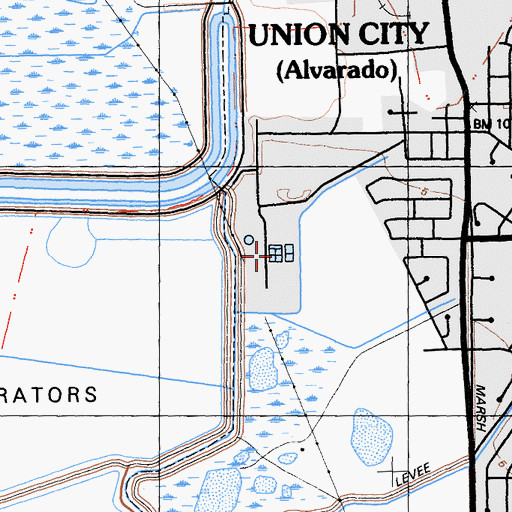 Topographic Map of Alvarado Wastewater Treatment Plant, CA