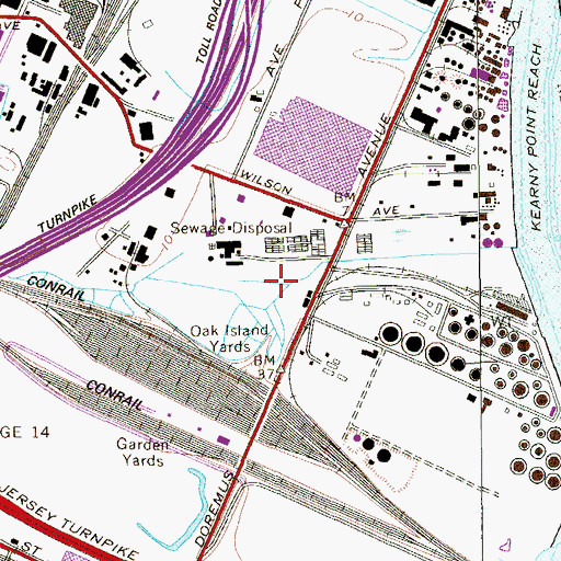 Topographic Map of Passaic Valley Water Pollution Control Plant, NJ