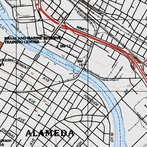 Topographic Map of Fruitvale Bridge, CA