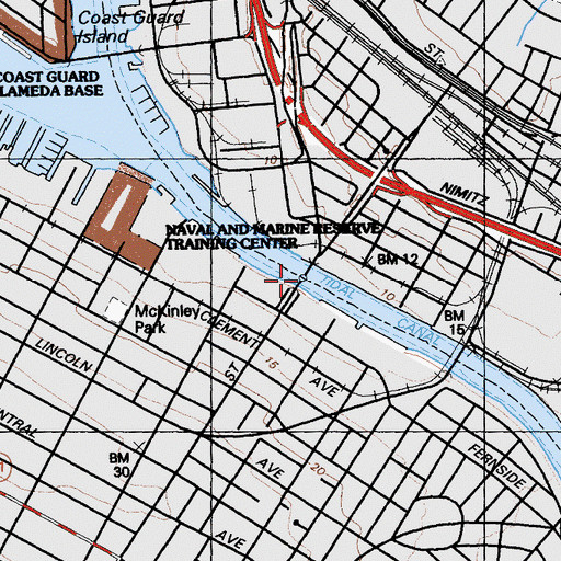 Topographic Map of Park Street Bridge, CA