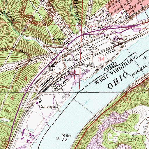 Topographic Map of Cardinal Power Plant, OH